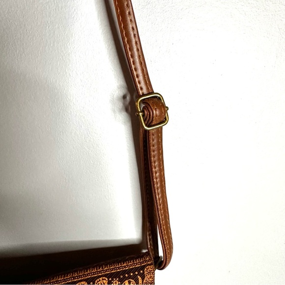 Elephant Print Cross Body Bag, Tote, Shoulder Purse, Brown & Gold, Fancy Clasp - Picture 6 of 9